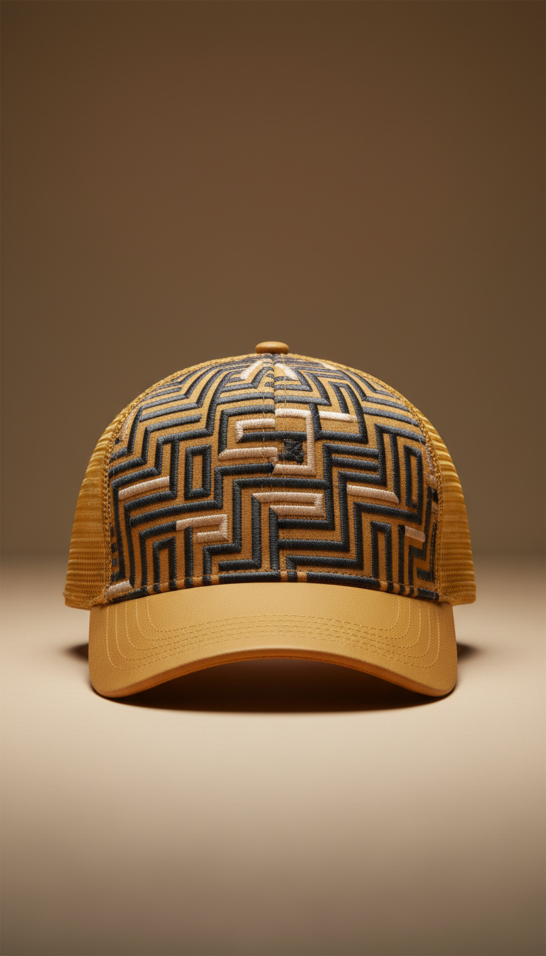 Sunset Gold Embroidered Mesh Cap